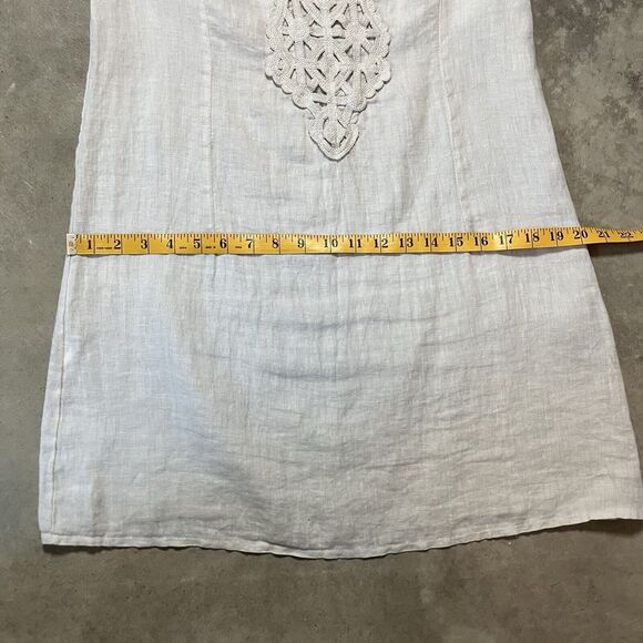 Alessia Pacini Linen Dress Women Small Beige Sleeveless Linen Embroidered Resort - Picture 3 of 9